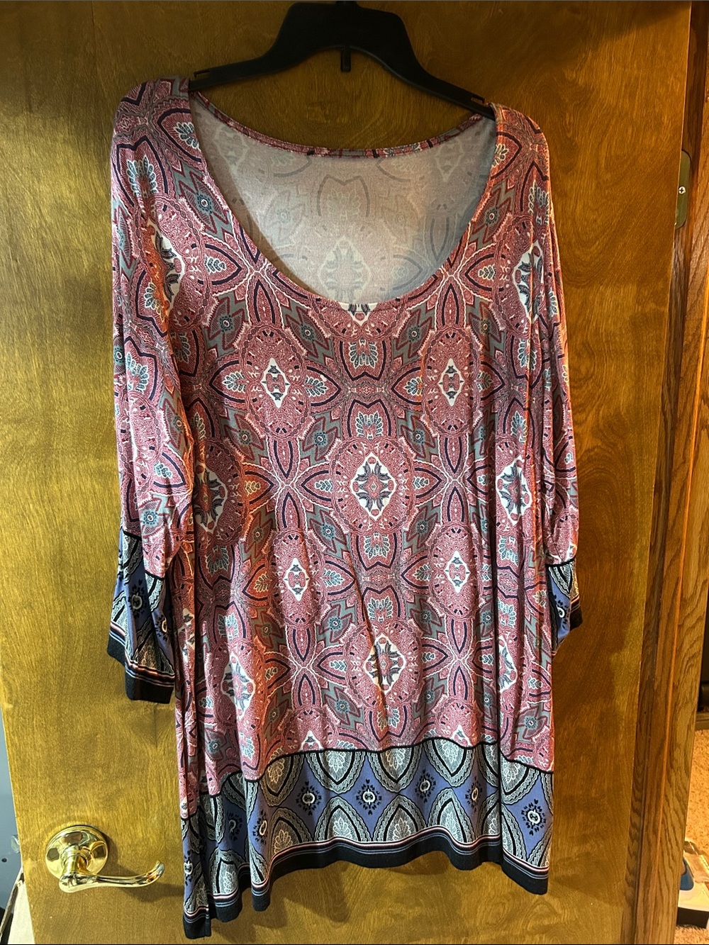 Women’s Pink Patterned Scoop Neck Top
